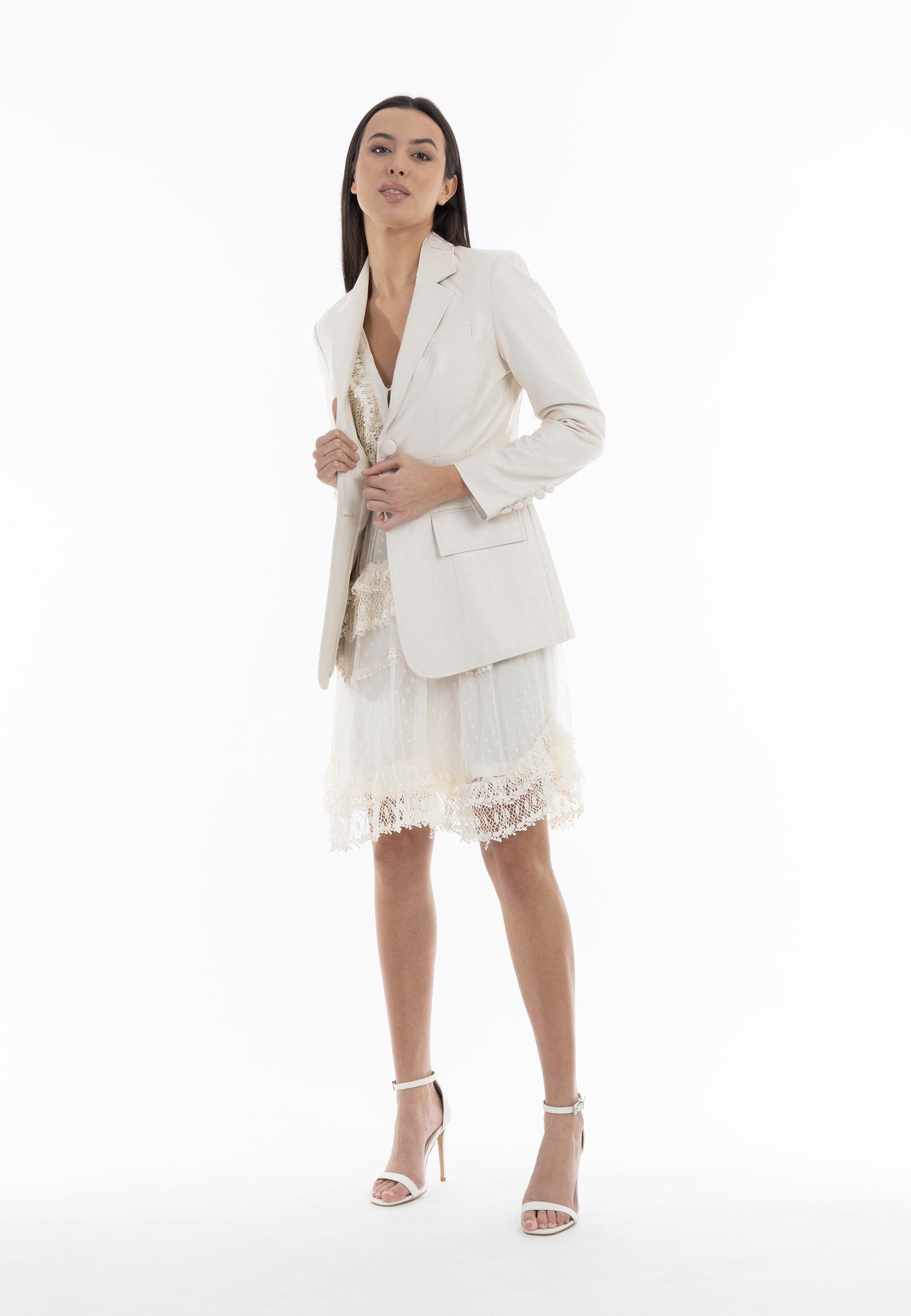 faina women's faux leather blazer