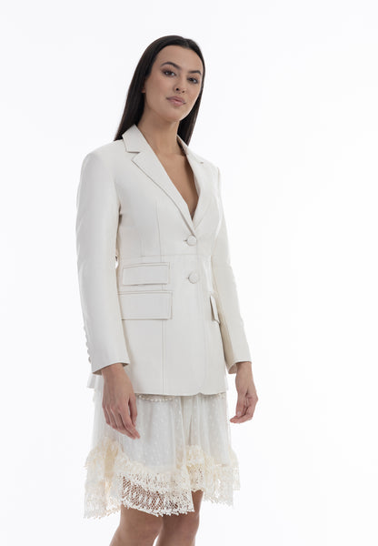 faina women's faux leather blazer