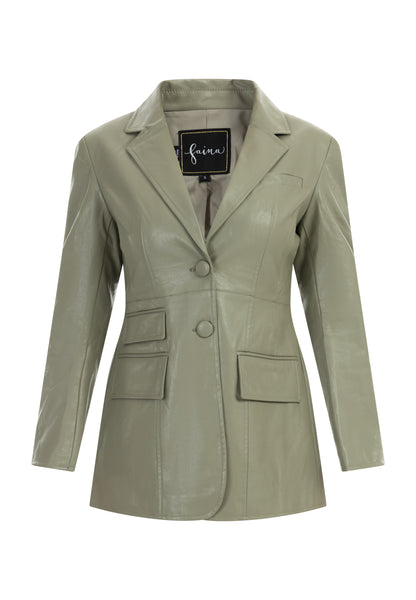 faina women's faux leather blazer