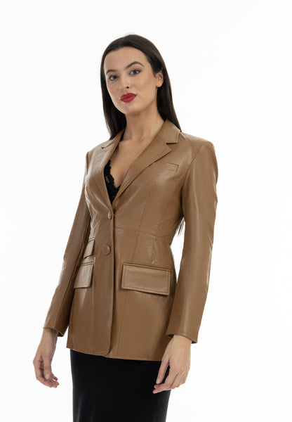 faina women's faux leather blazer