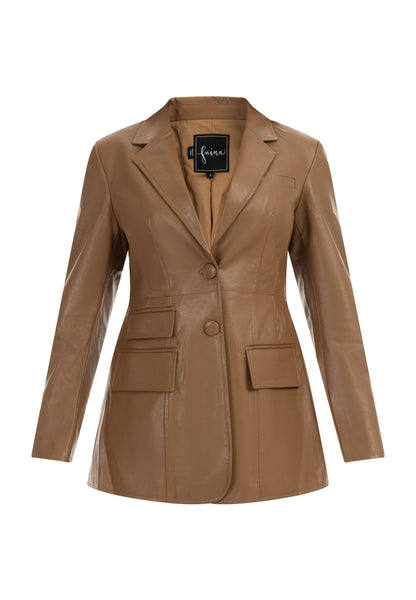 faina women's faux leather blazer