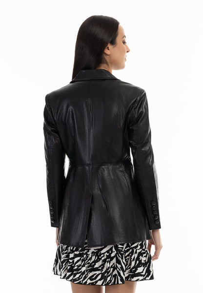 faina women's faux leather blazer