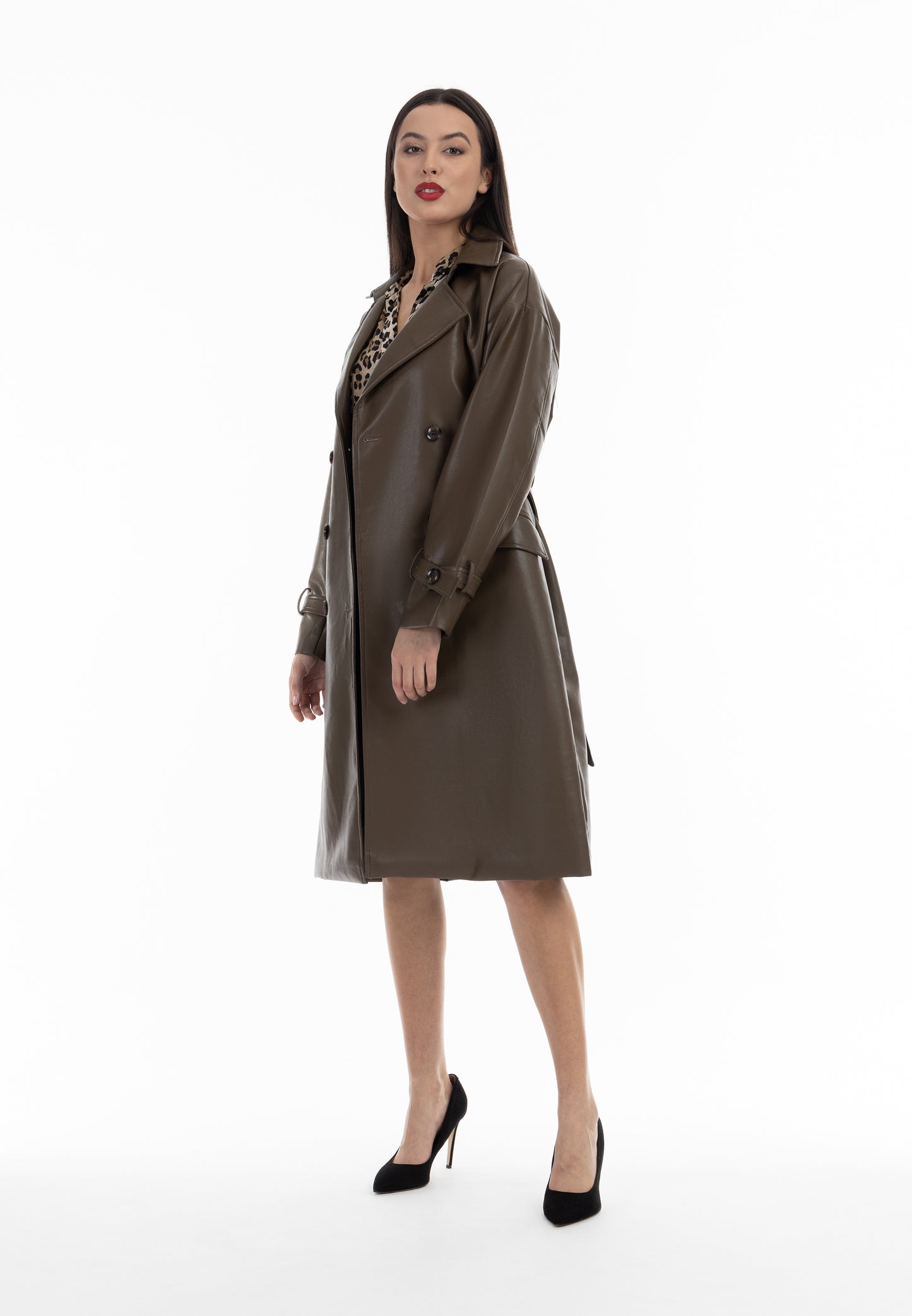 faina women's faux leather coat