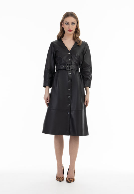 faina women's leather dress
