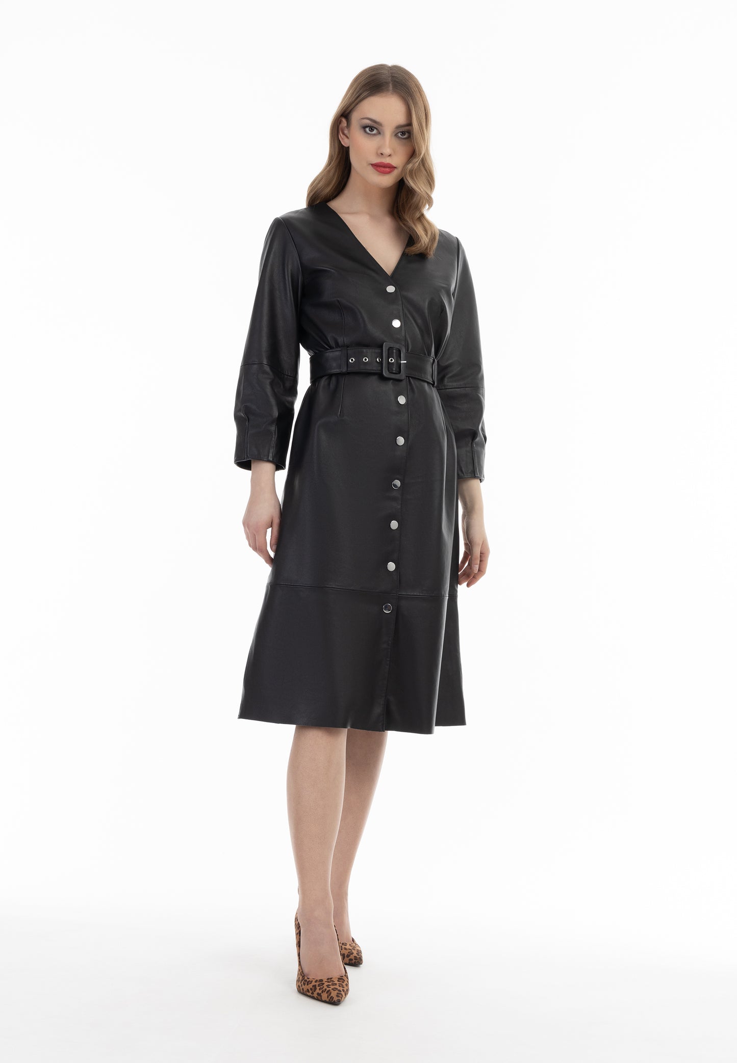 faina women's leather dress