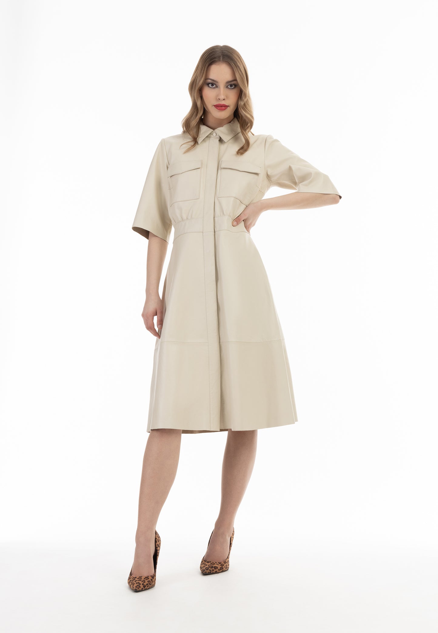 faina women's leather dress