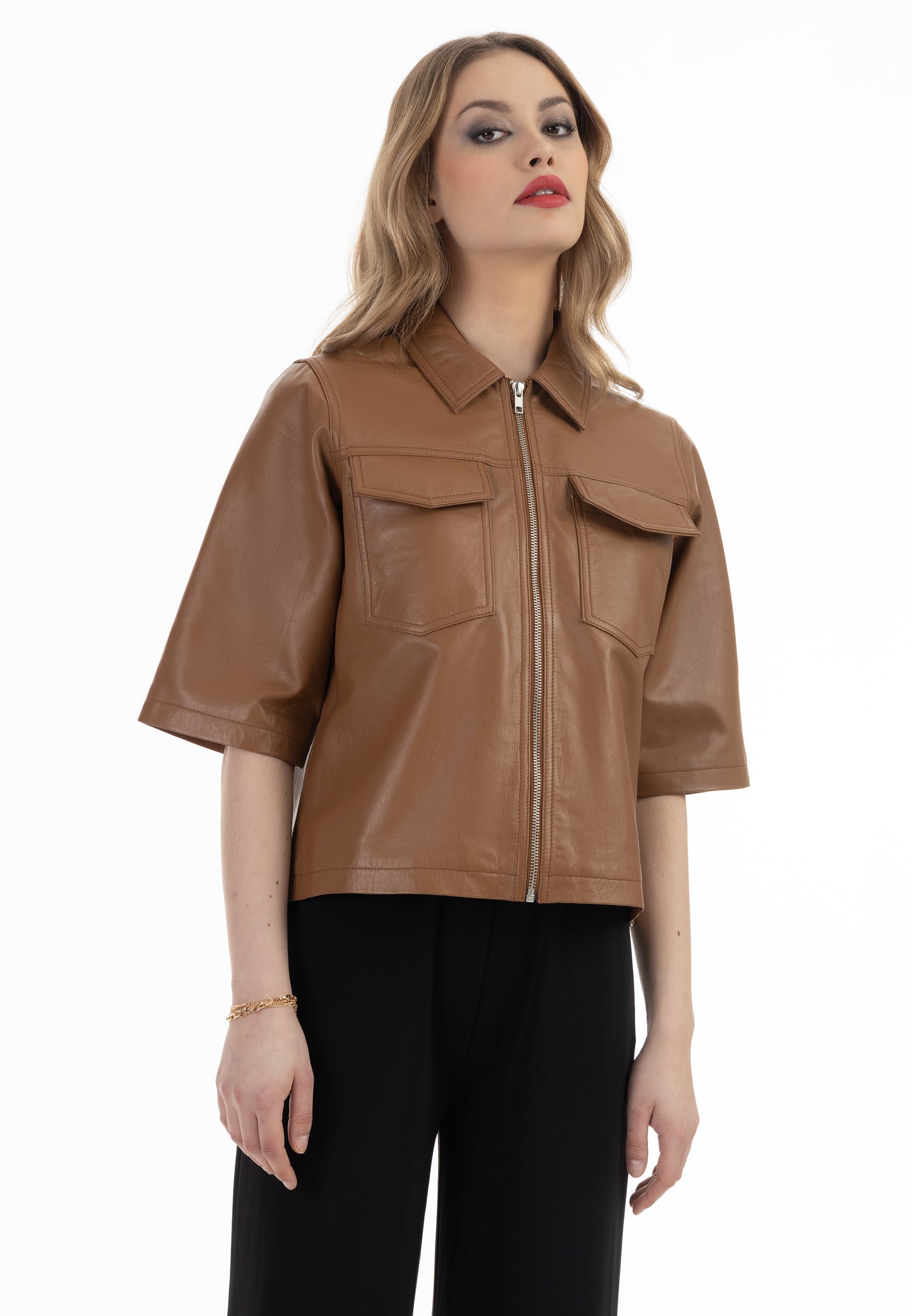 faina women's Leather shirt