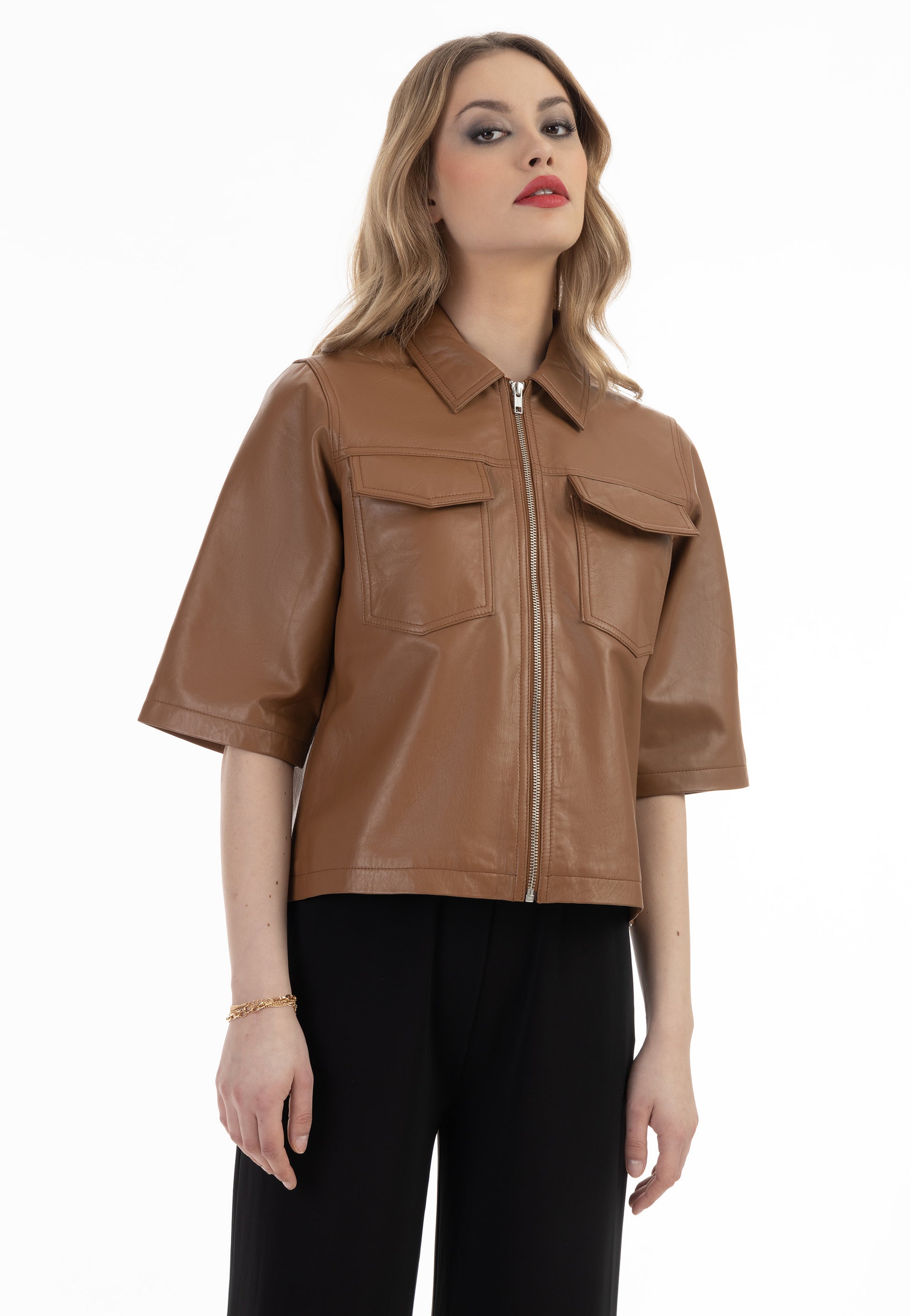 faina women's Leather shirt