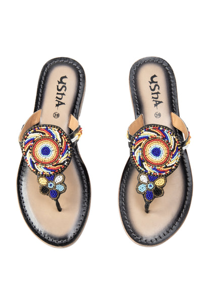 usha FESTIVAL women's beaded Sandals