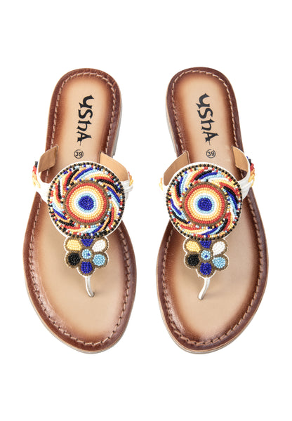 usha FESTIVAL women's beaded Sandals