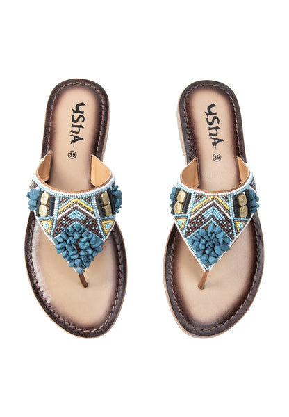 usha FESTIVAL women's beaded Sandals