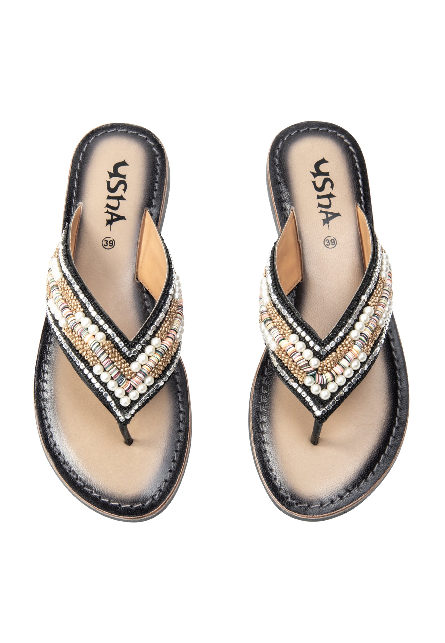 usha FESTIVAL women's beaded Sandals
