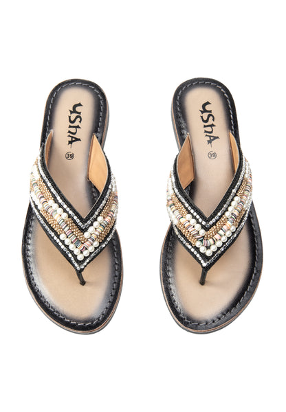 usha FESTIVAL women's beaded Sandals