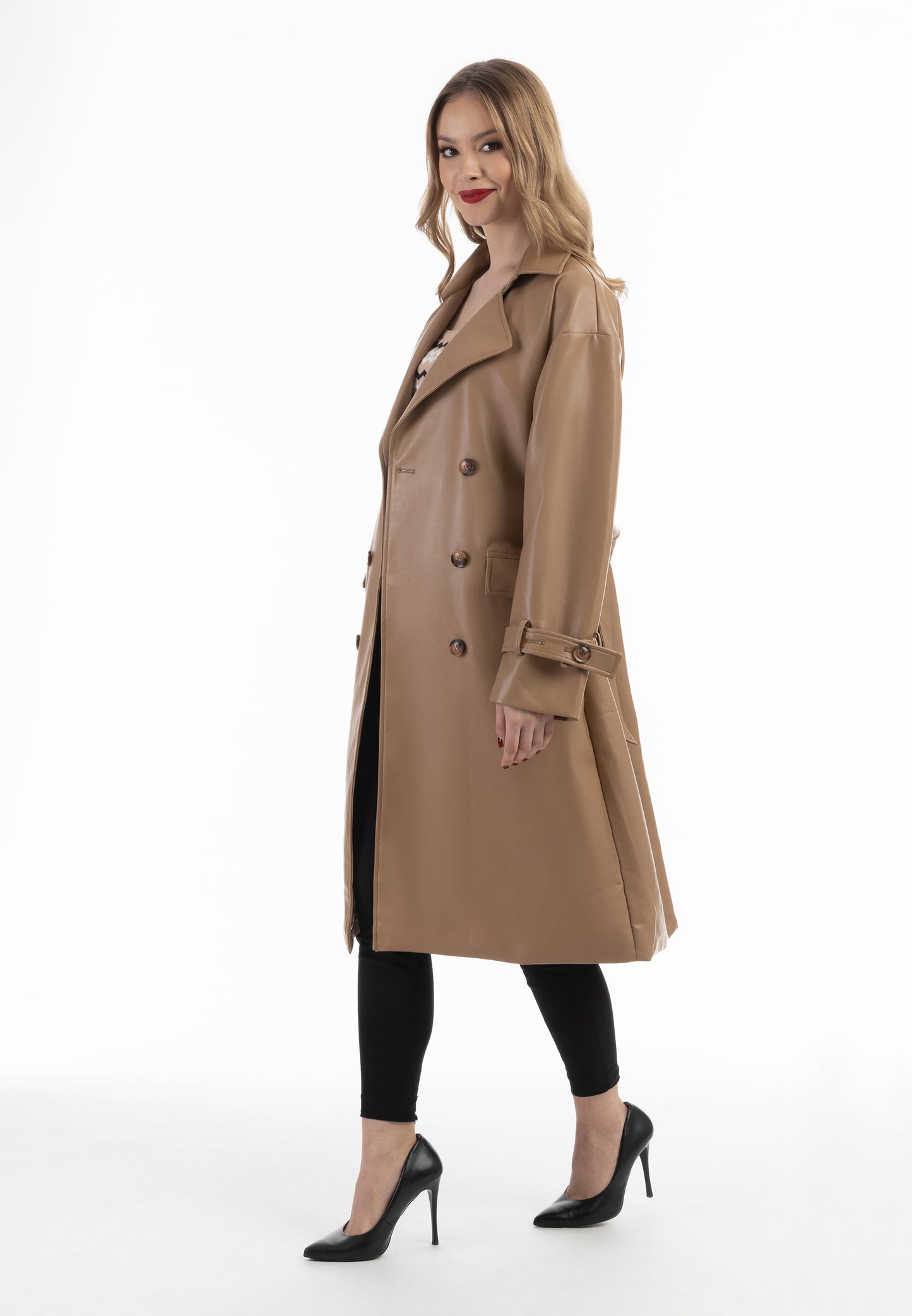 faina women's faux leather coat
