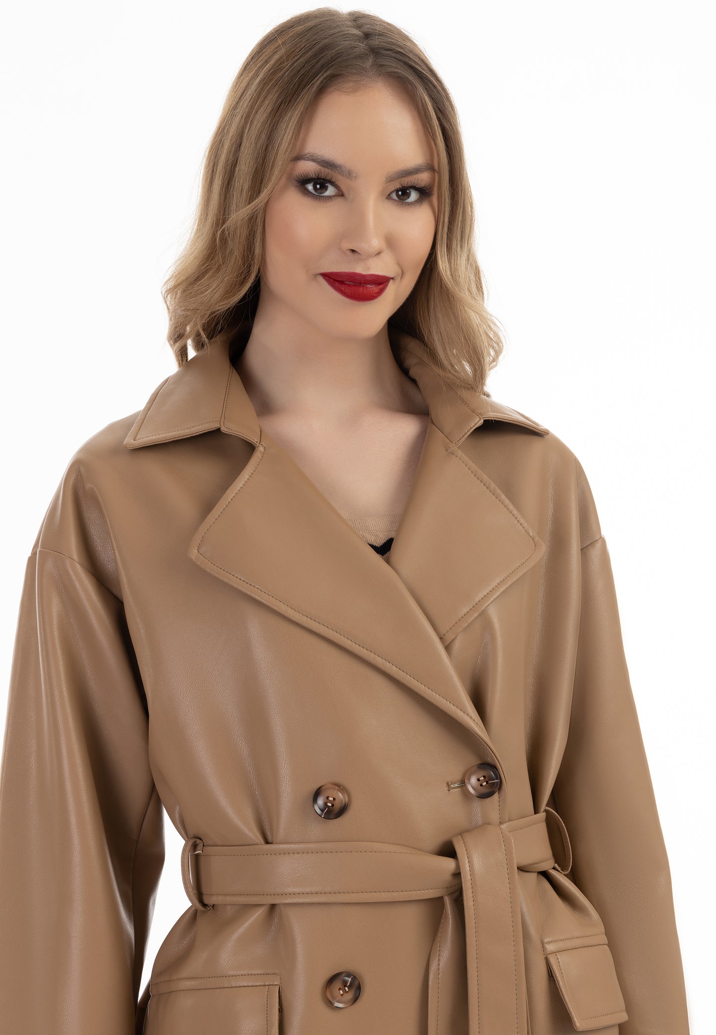 faina women's faux leather coat