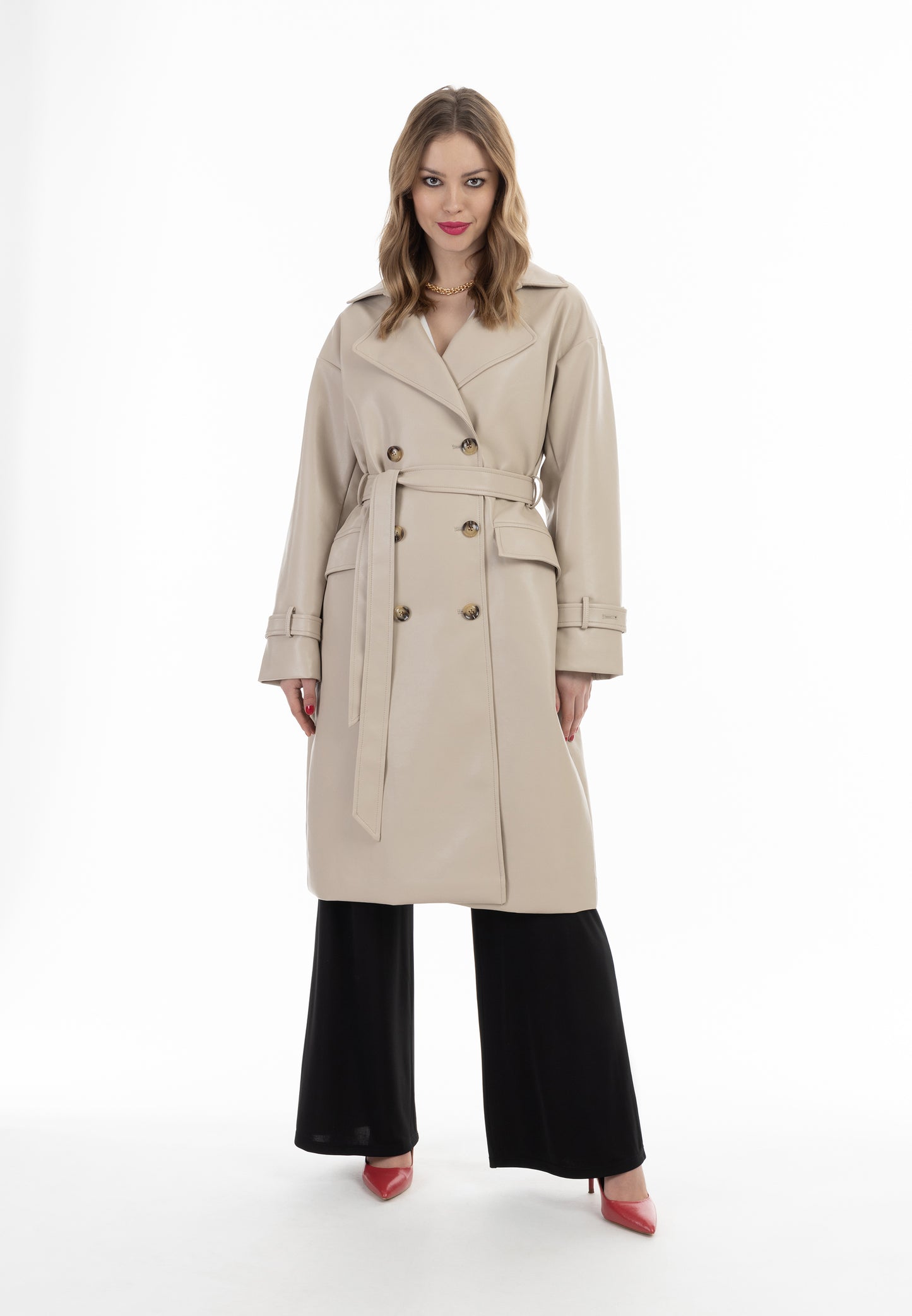 faina women's faux leather coat