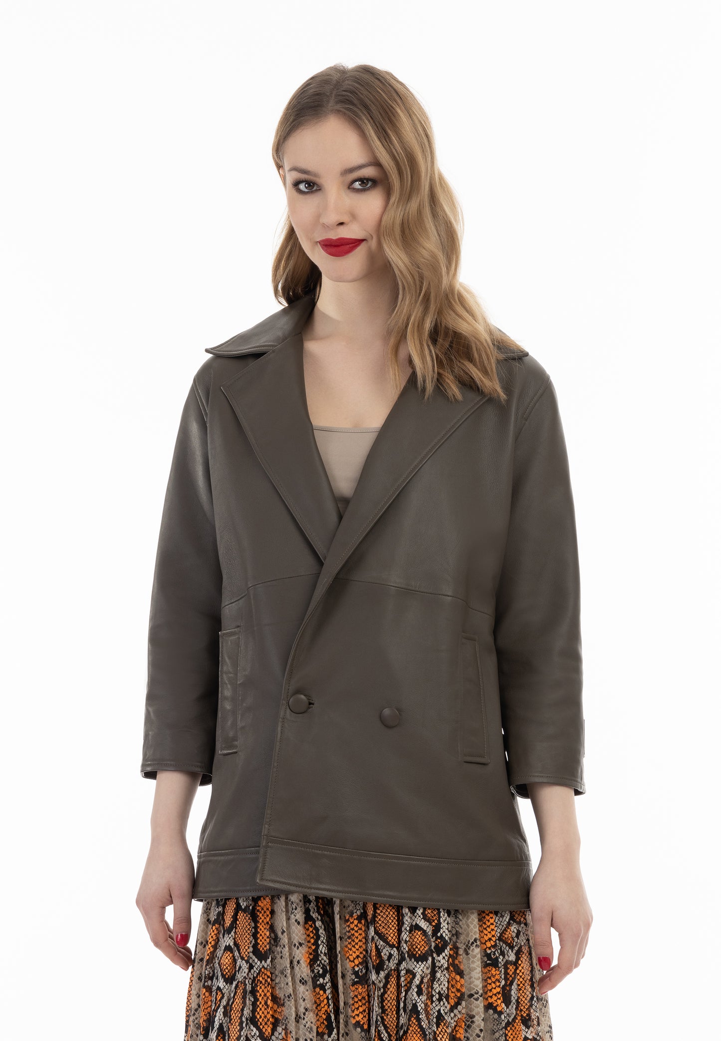 faina women's leather blazer jacket
