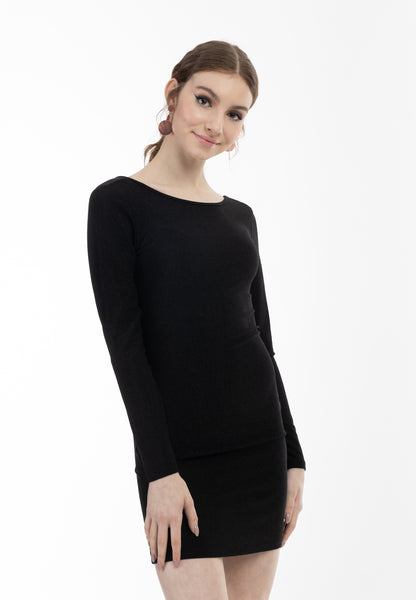 myMo at night women's knitted long sleeve dress mini