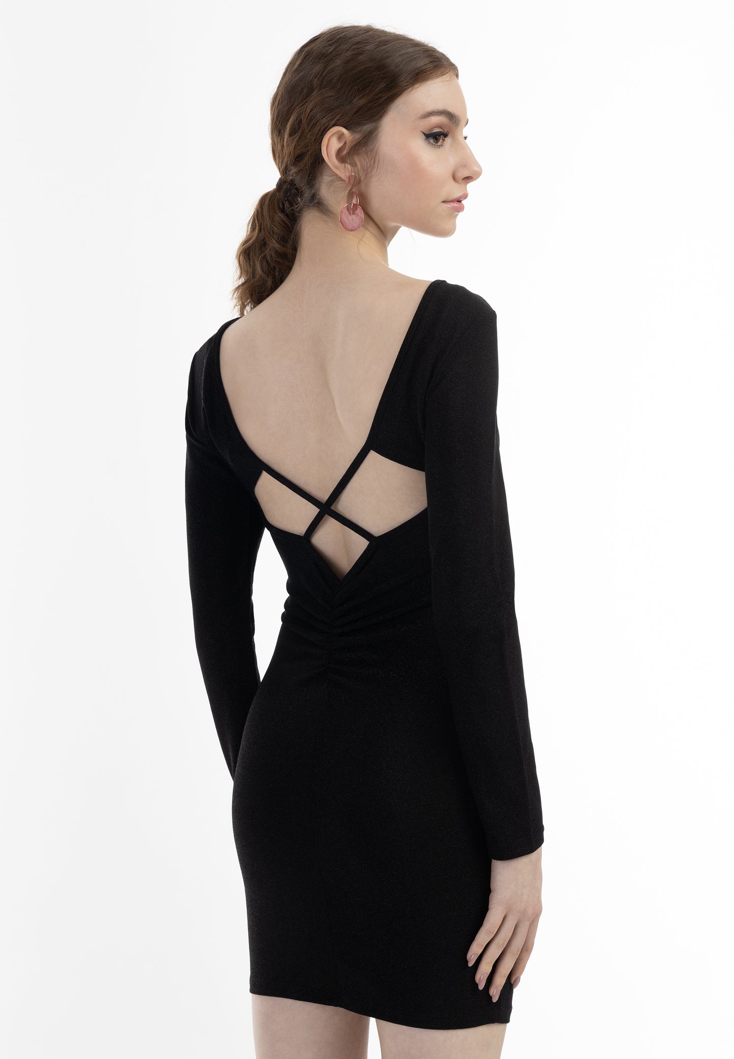 myMo at night women's knitted long sleeve dress mini