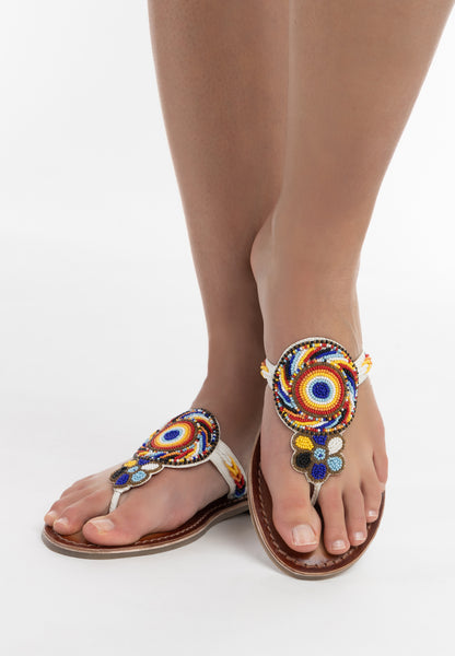 usha FESTIVAL women's beaded Sandals