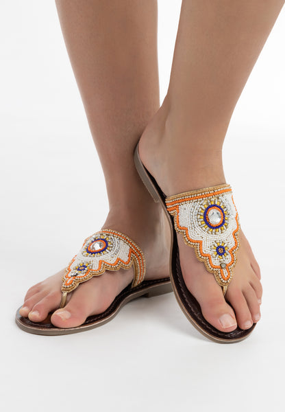 usha FESTIVAL women's beaded Sandals