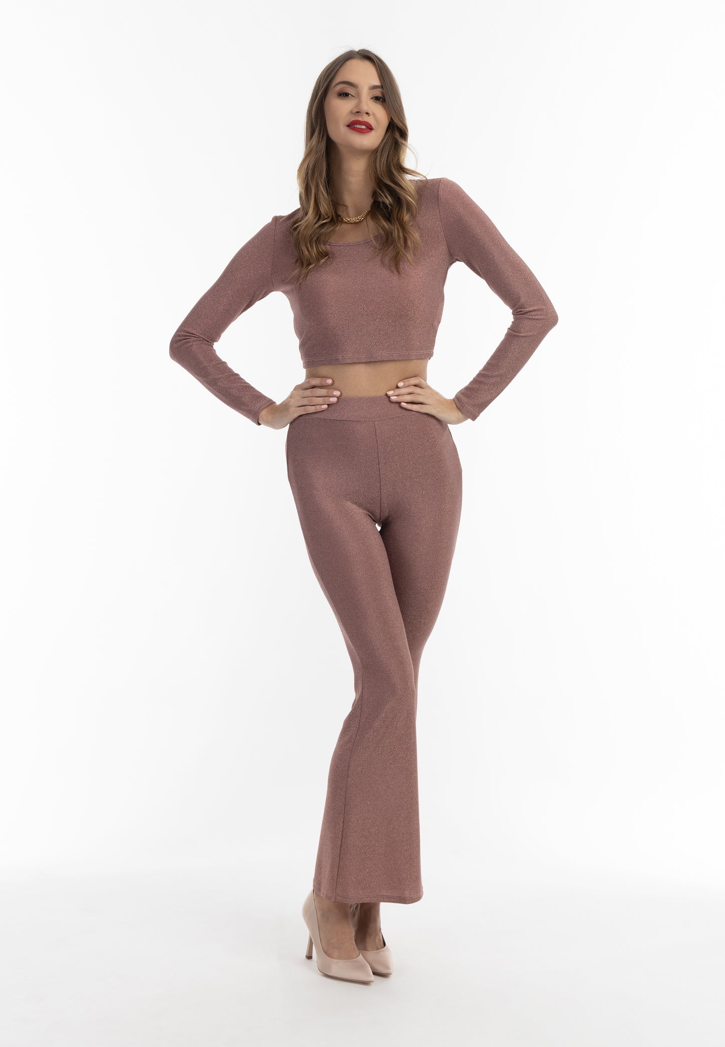 faina women's jersey trousers with shiny yarn