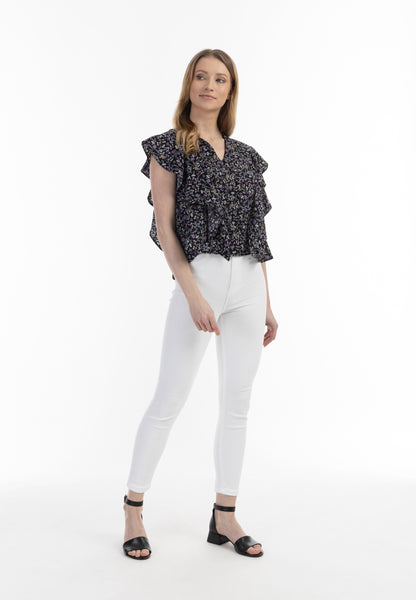 usha women's short sleeve blouse