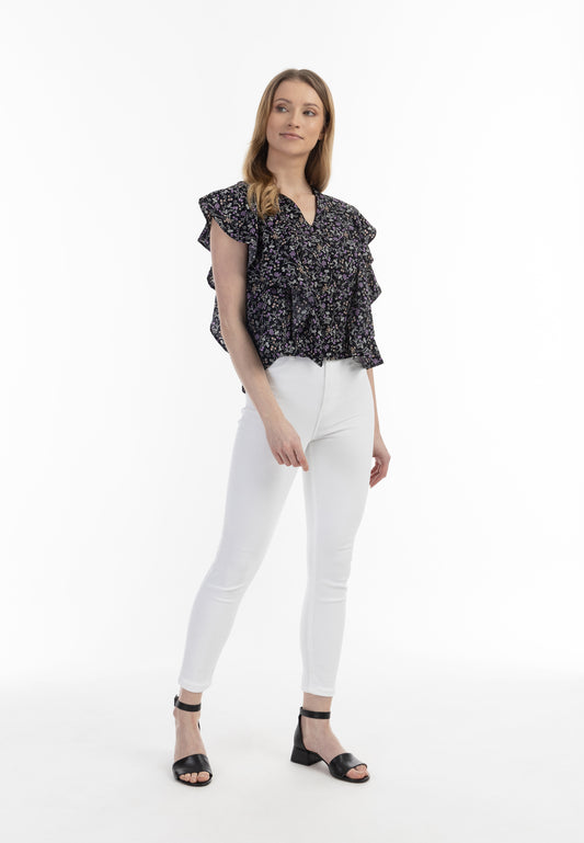 usha women's short sleeve blouse