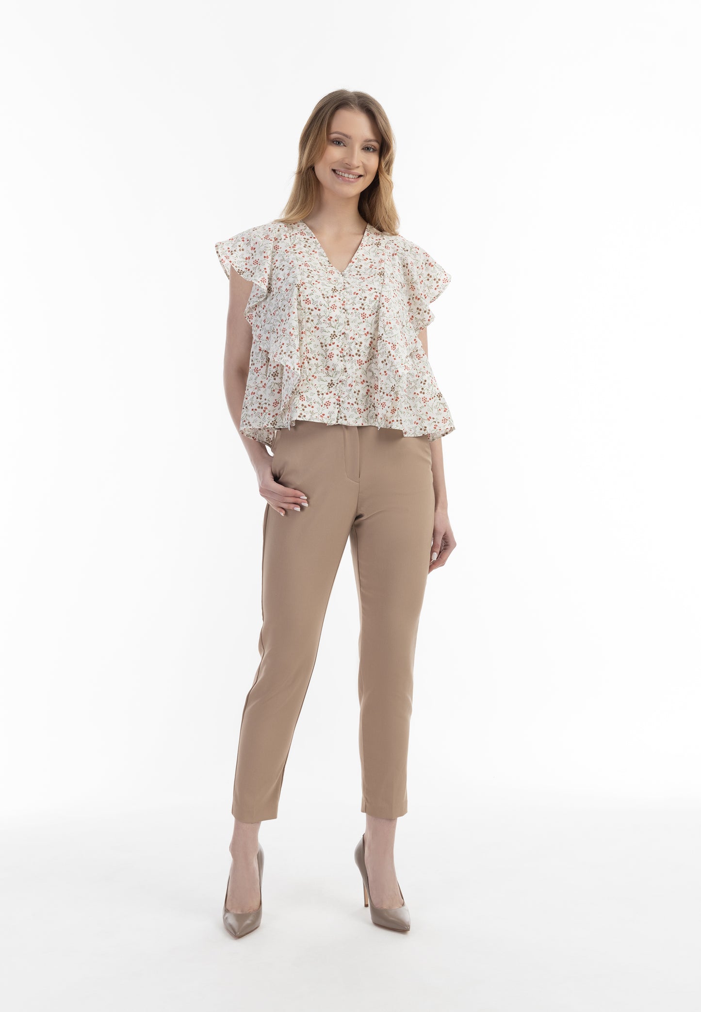 usha women's short sleeve blouse