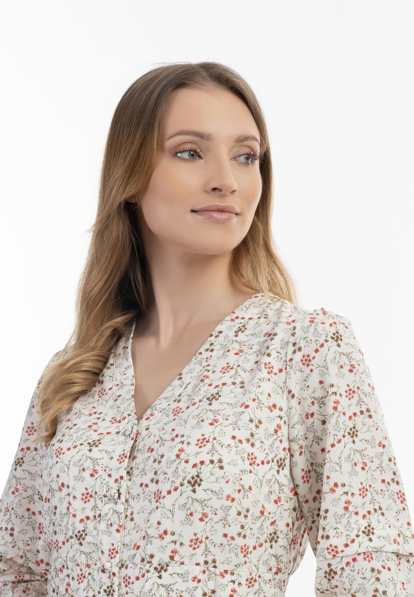 usha women's floral print midi dress