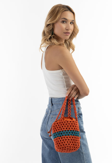 IZIA Women's Beaded Bucket Bag