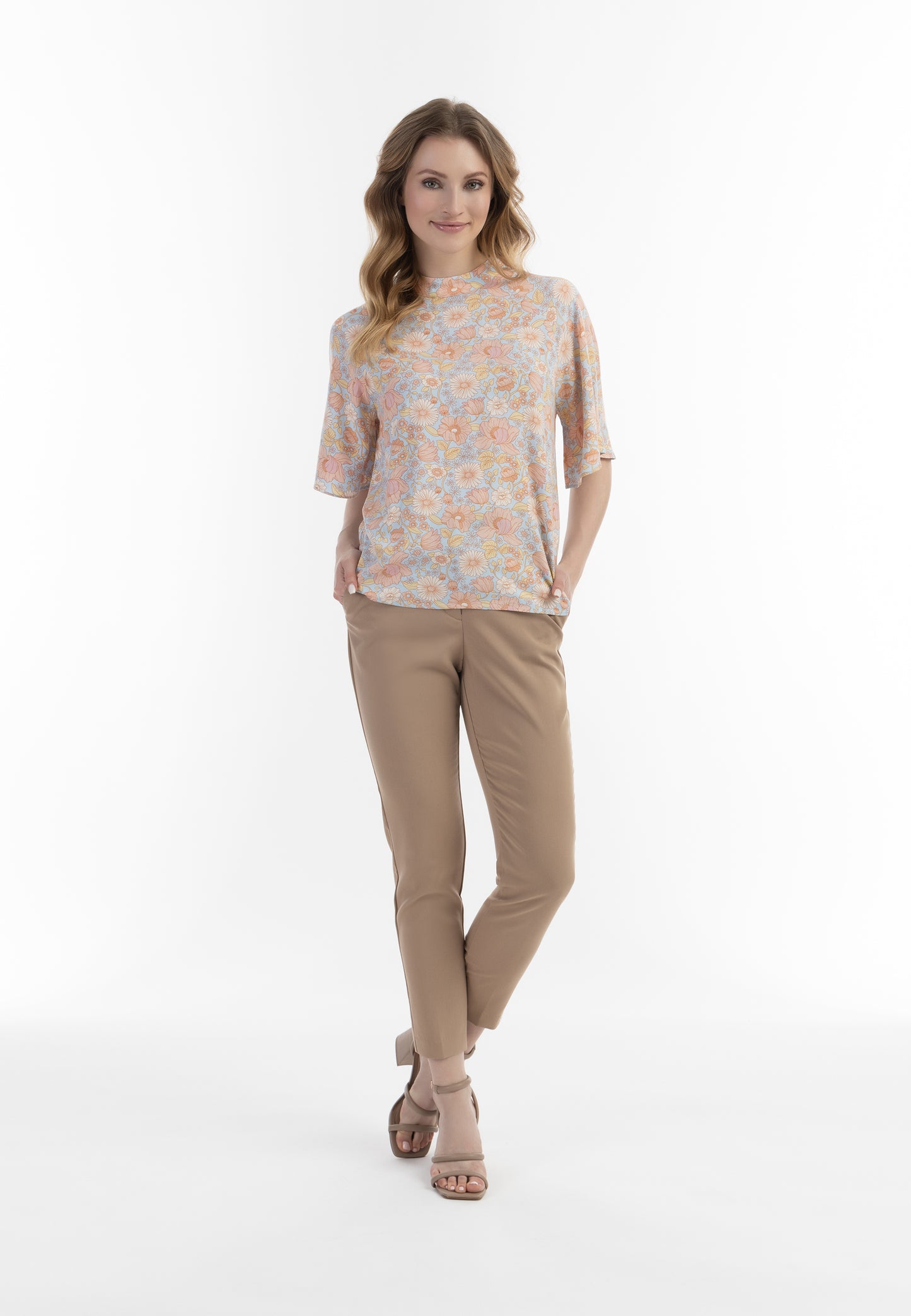usha women's short sleeve blouse