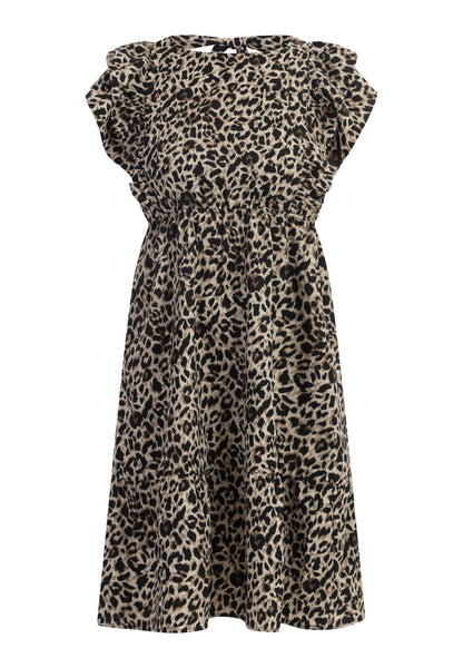 faina women's midi dress with leopard print