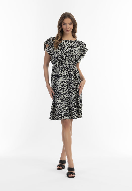 faina women's midi dress with leopard print