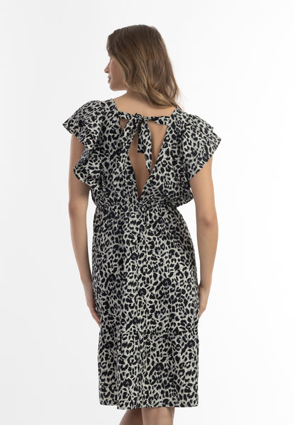 faina women's midi dress with leopard print