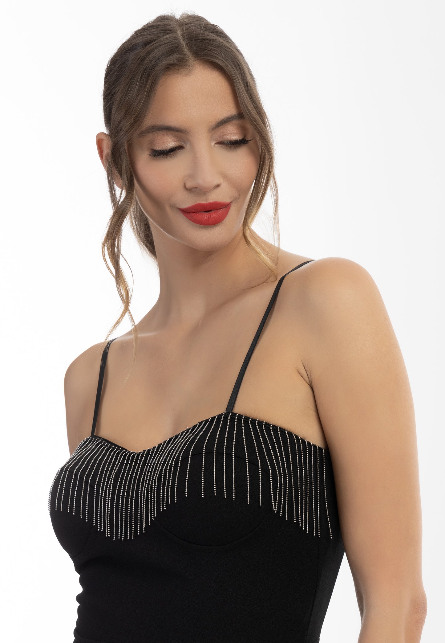 faina women's mini dress with pearl necklaces