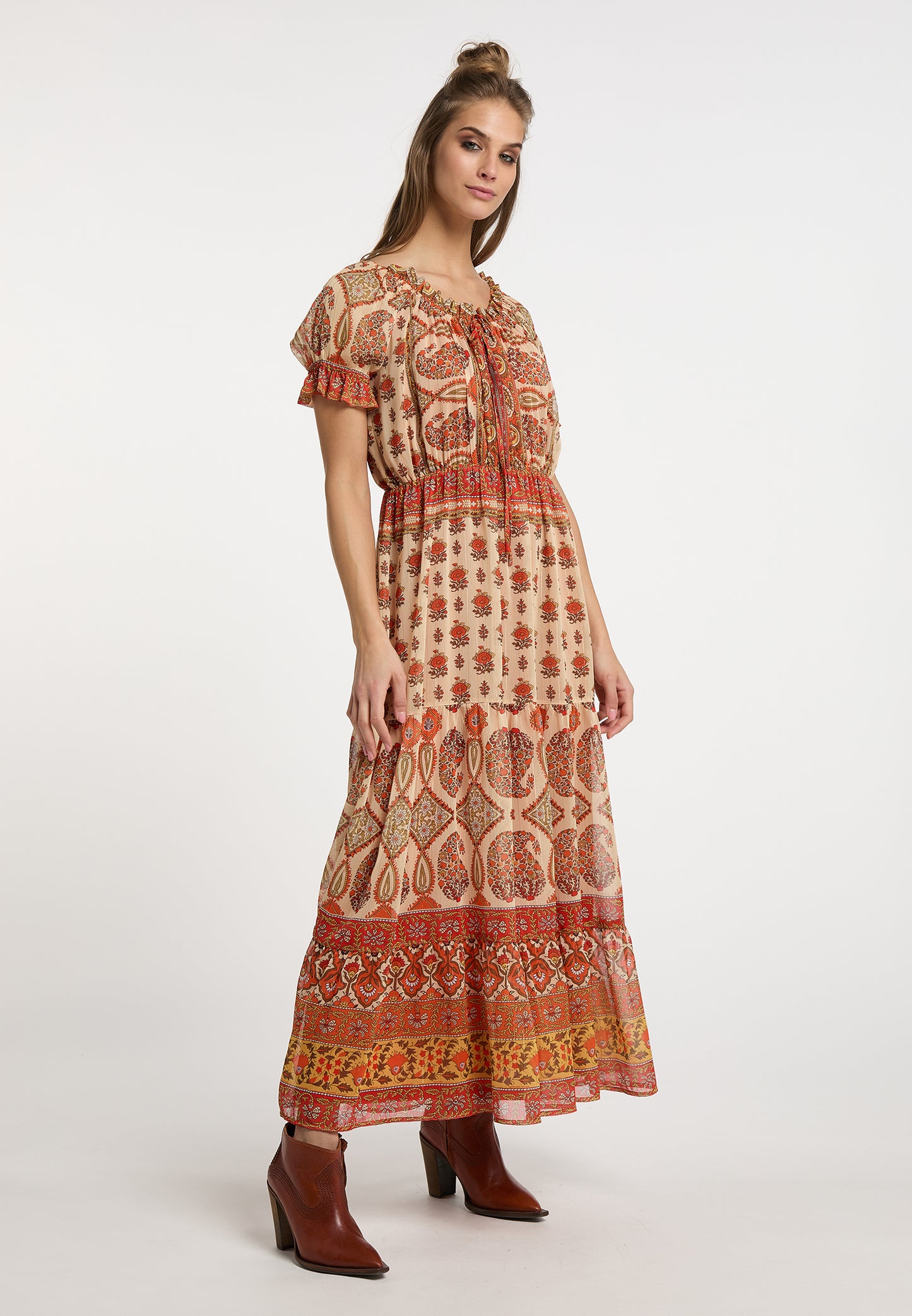 usha FESTIVAL women's maxi dress with all-over print