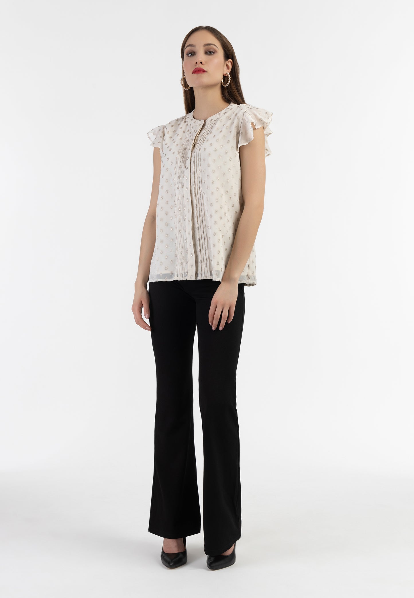 faina women's blouse shirt with ruffle sleeves