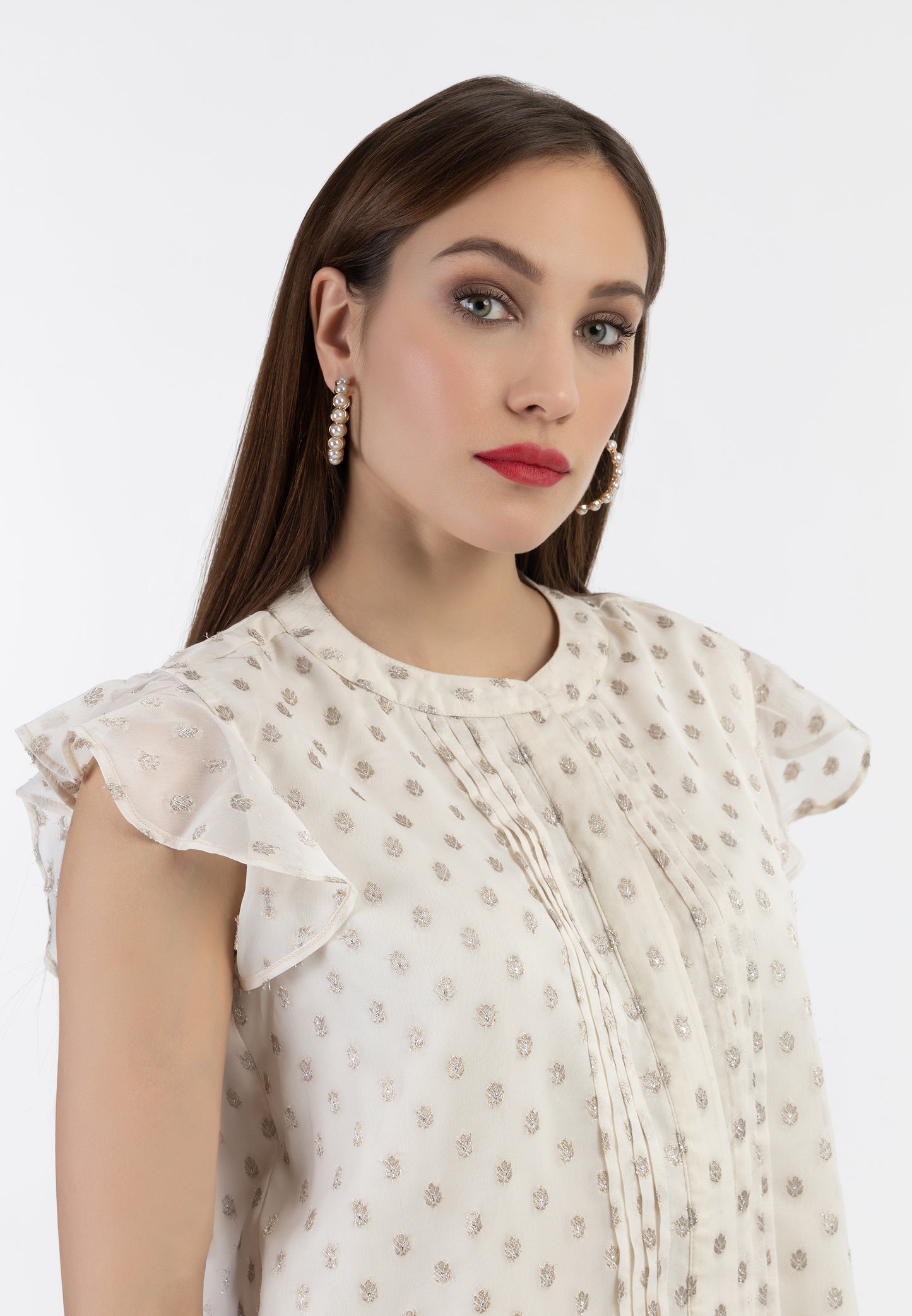 faina women's blouse shirt with ruffle sleeves