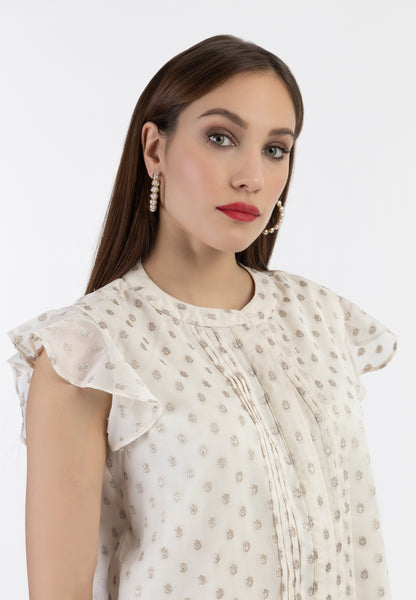 faina women's blouse shirt with ruffle sleeves
