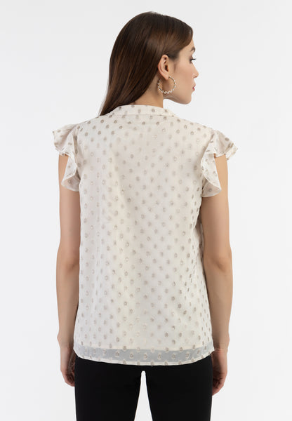 faina women's blouse shirt with ruffle sleeves