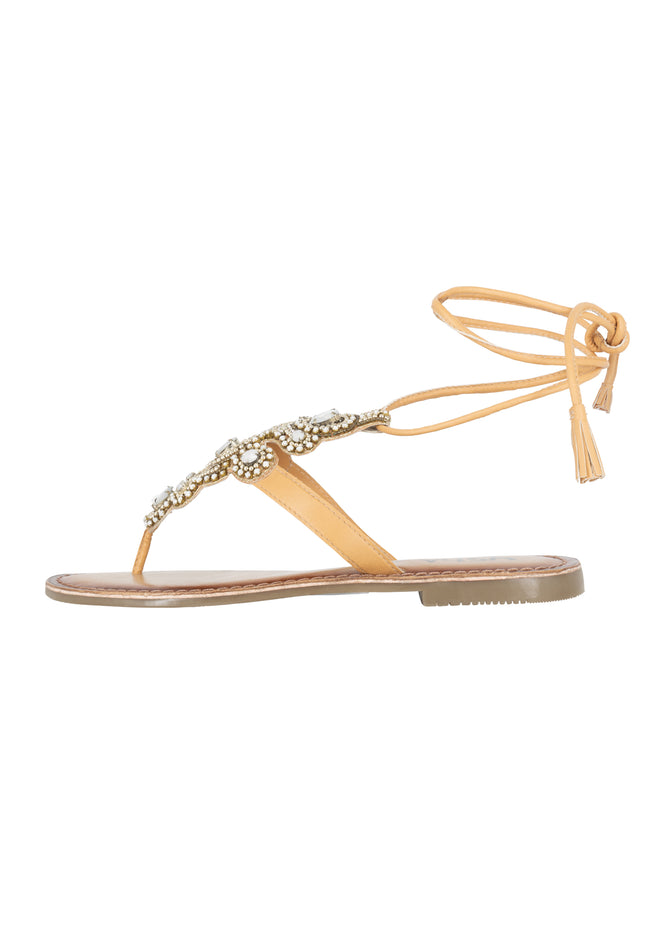 usha FESTIVAL Women's Roman Sandal With Stone Trimmings