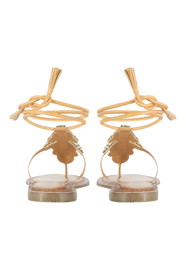 usha FESTIVAL Women's Roman Sandal With Stone Trimmings