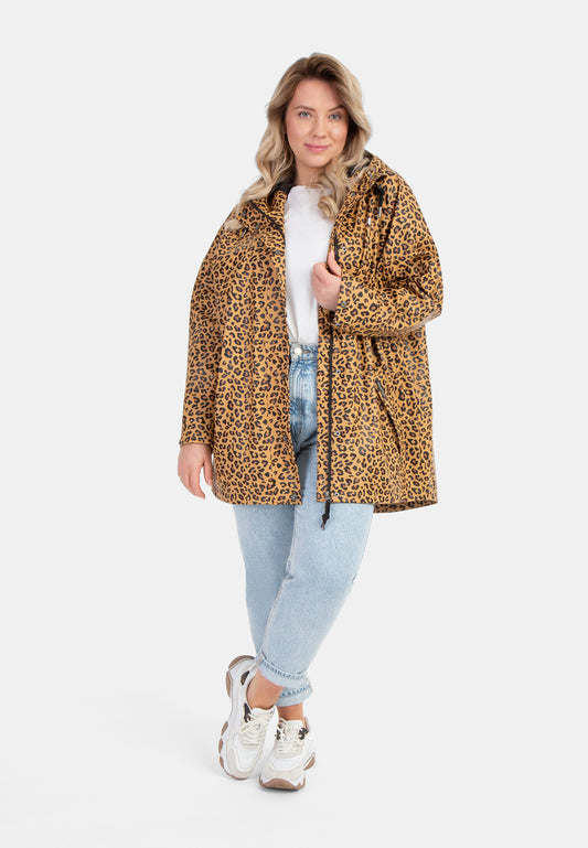Schmuddelwedda women's plus size rain coat leopard print