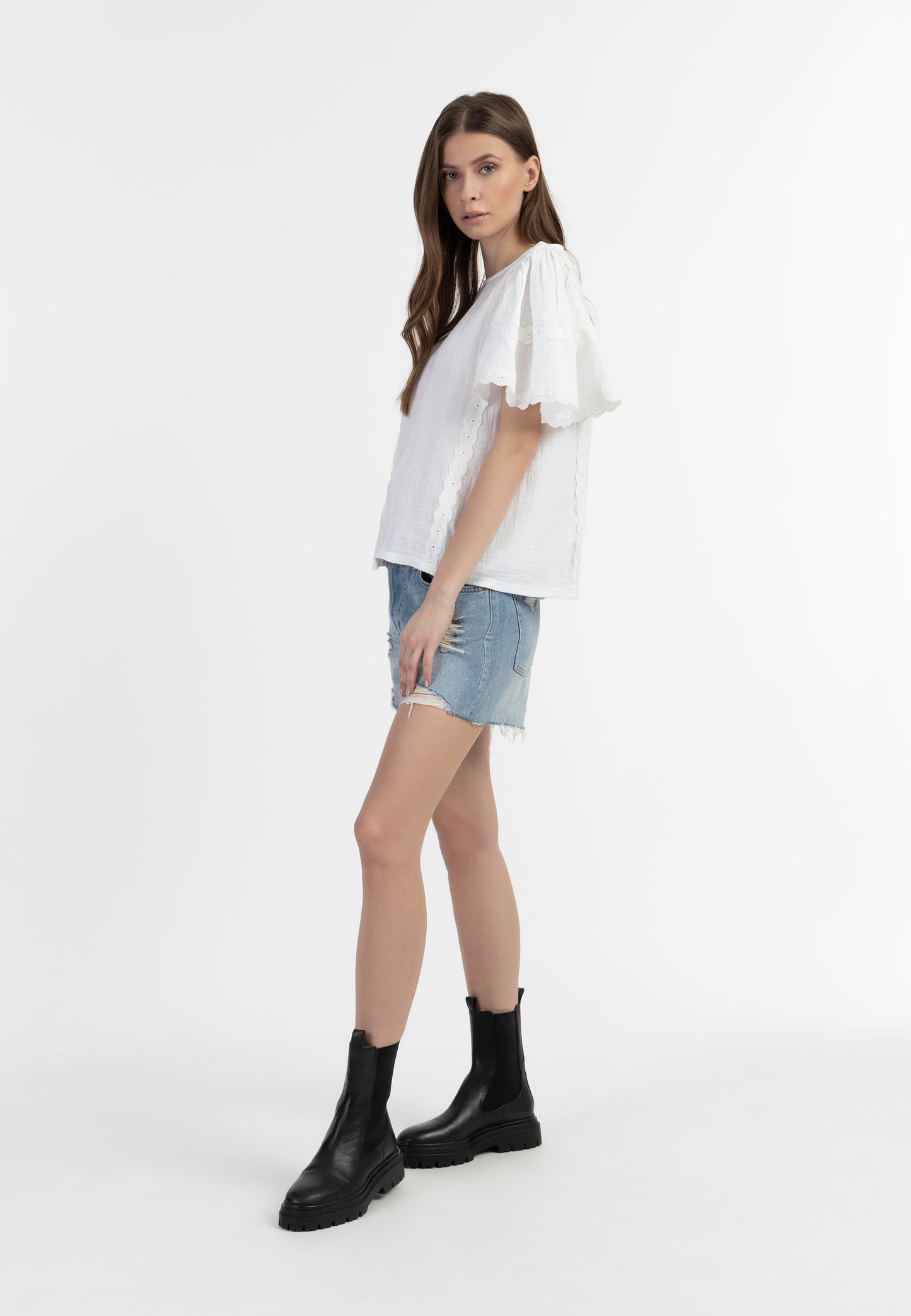 DreiMaster Vintage women's blouse shirt with lace