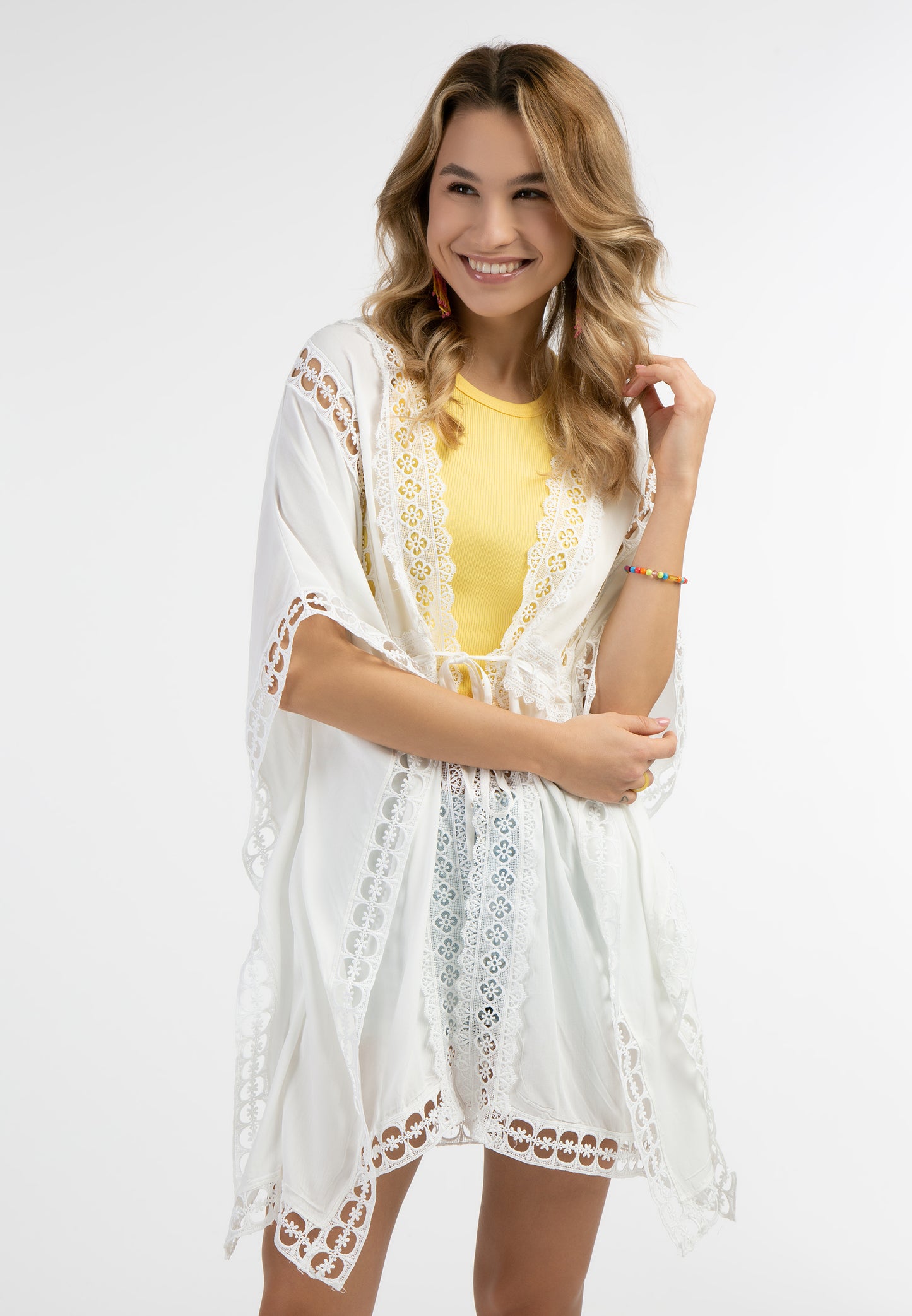 IZIA women's kimono with hole lace