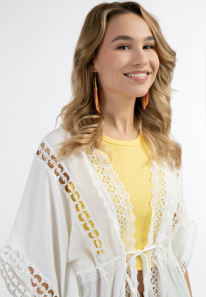 IZIA women's kimono with hole lace