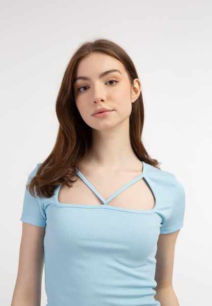 myMo women's rib knit T shirt
