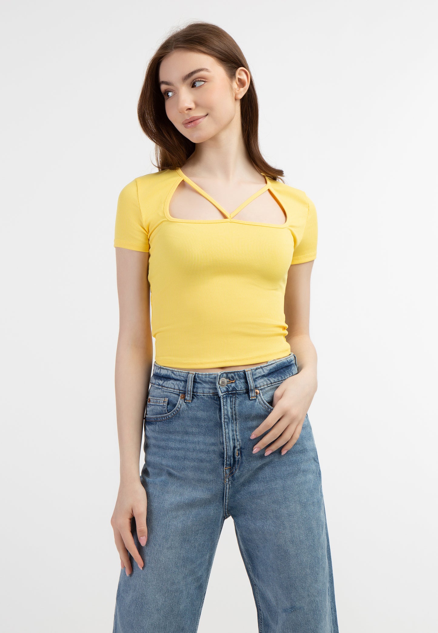 myMo women's rib knit T shirt