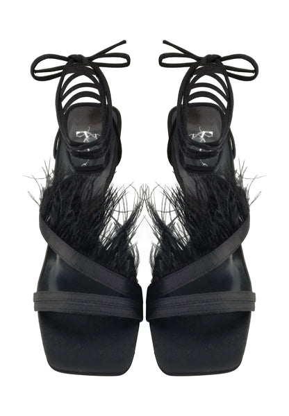 faina women's sandal with feathers
